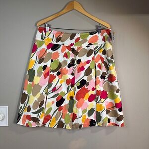 Talbots Petites Floral Tulip A-Line Skirt Multicolor Beaded Button Front NWT 16P